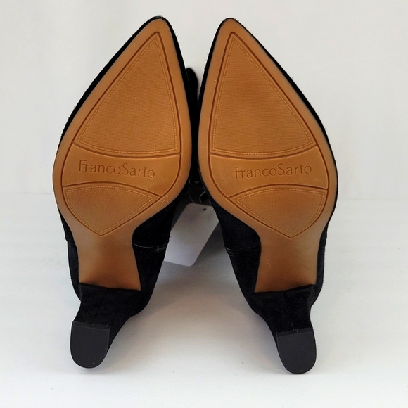 Franco Sarto Artesia Pointy Toe Suede Leather Heeled Boots Black Size 6 - Picture 8 of 12
